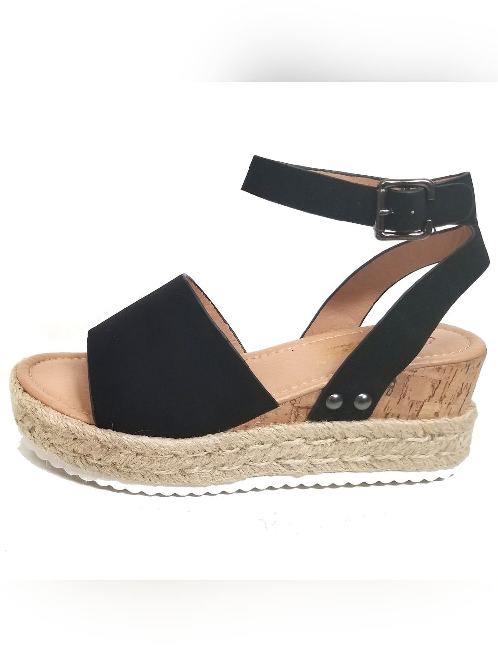 New Black Platform Espadrille Wedge Sandals